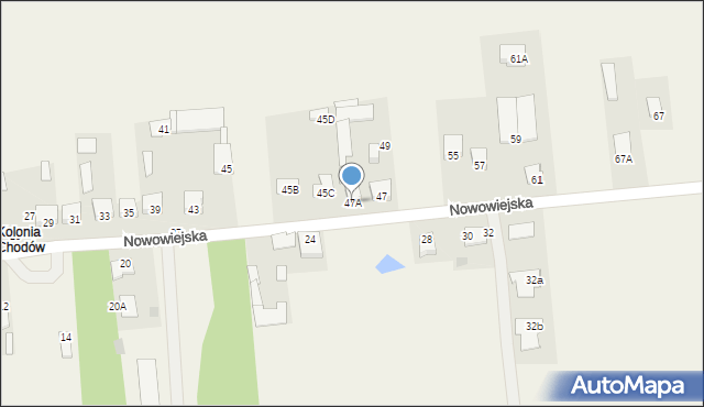 Chodów, Nowowiejska, 47A, mapa Chodów