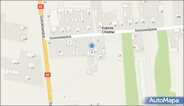 Chodów, Nowowiejska, 6, mapa Chodów