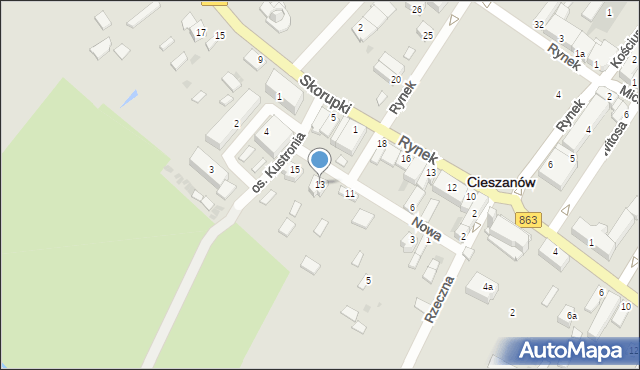 Cieszanów, Nowa, 13, mapa Cieszanów