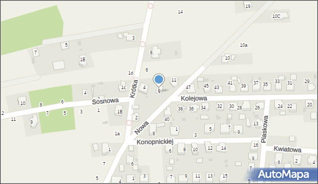 Dziergowice, Nowa, 9, mapa Dziergowice