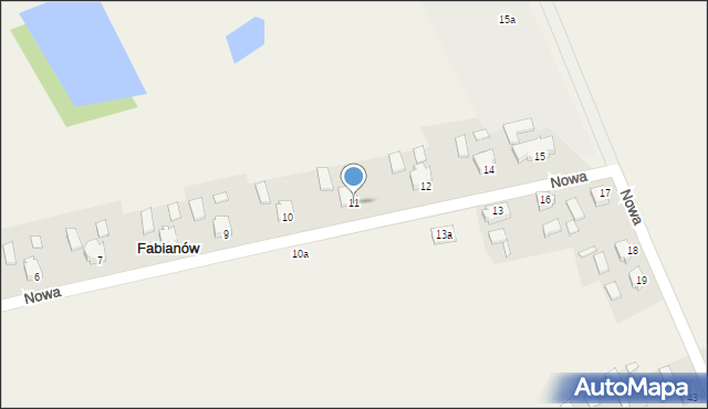 Fabianów, Nowa, 11, mapa Fabianów