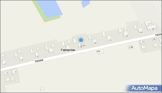 Fabianów, Nowa, 9, mapa Fabianów