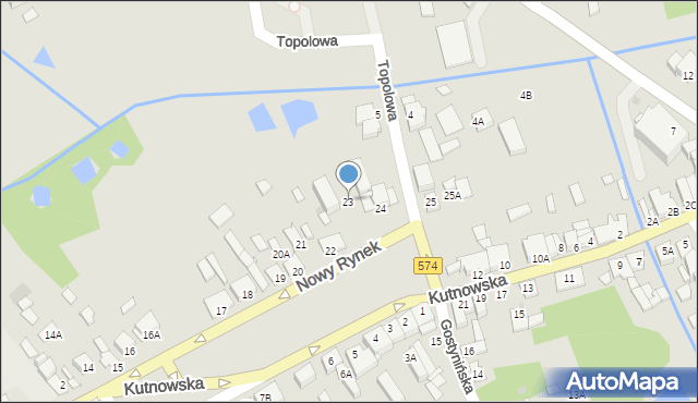 Gąbin, Nowy Rynek, 23, mapa Gąbin