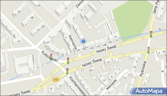 Gliwice, Nowy Świat, 14E, mapa Gliwic