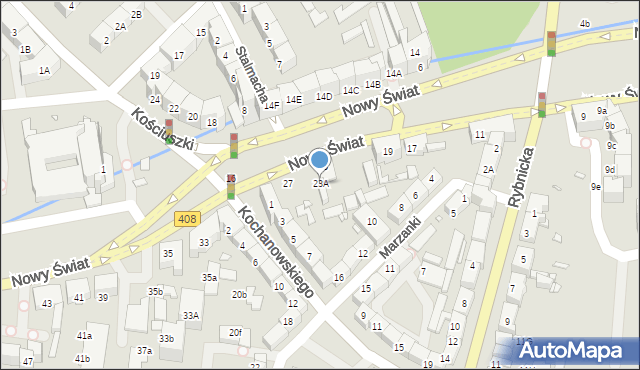 Gliwice, Nowy Świat, 23A, mapa Gliwic