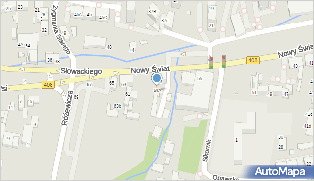 Gliwice, Nowy Świat, 59A, mapa Gliwic