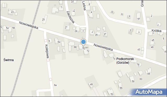 Gorzów, Nowowiejska, 70, mapa Gorzów