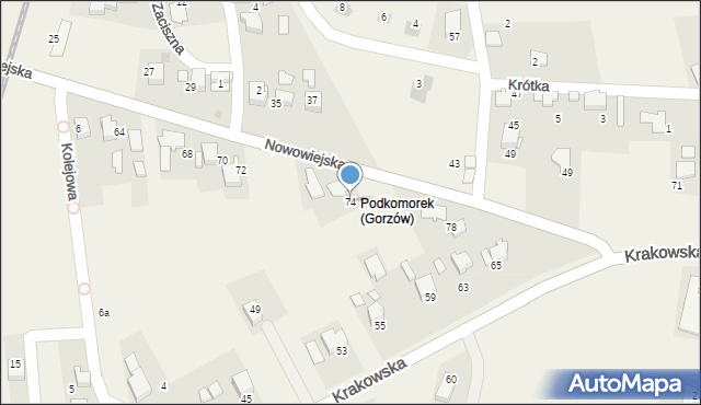 Gorzów, Nowowiejska, 74, mapa Gorzów