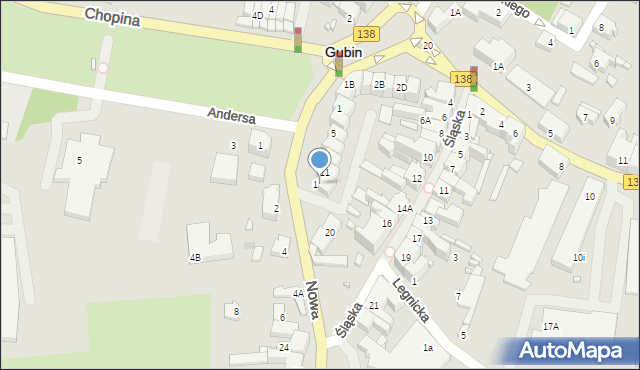 Gubin, Nowa, 11A, mapa Gubin