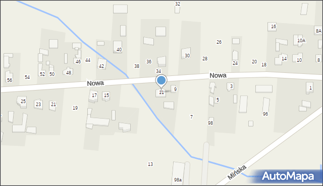 Jakubów, Nowa, 11, mapa Jakubów