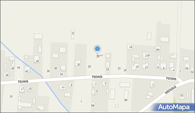 Jakubów, Nowa, 26, mapa Jakubów