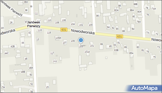 Janówek Pierwszy, Nowodworska, 103, mapa Janówek Pierwszy