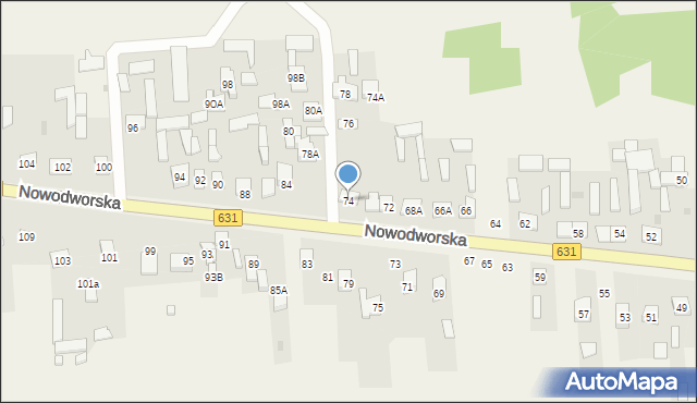 Janówek Pierwszy, Nowodworska, 74, mapa Janówek Pierwszy