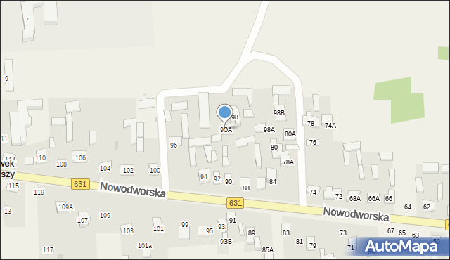 Janówek Pierwszy, Nowodworska, 90A, mapa Janówek Pierwszy