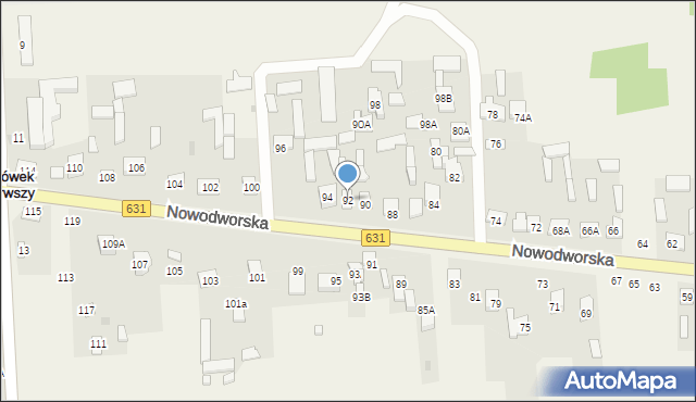 Janówek Pierwszy, Nowodworska, 92, mapa Janówek Pierwszy