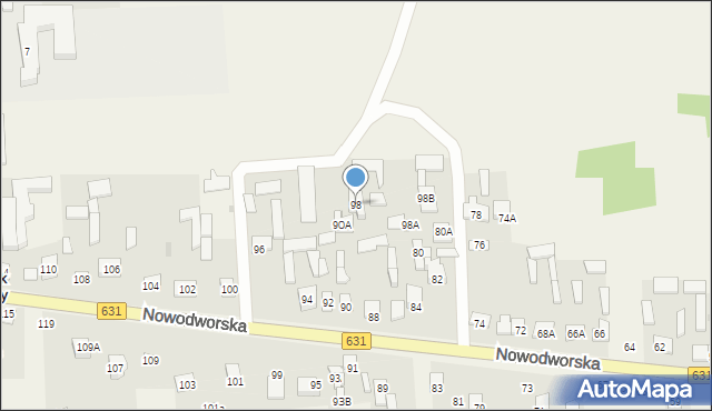 Janówek Pierwszy, Nowodworska, 98, mapa Janówek Pierwszy