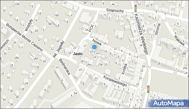 Jasło, Nowa, 13, mapa Jasła