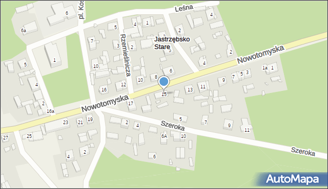 Jastrzębsko Stare, Nowotomyska, 15, mapa Jastrzębsko Stare