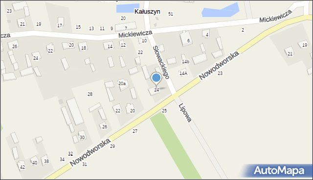 Kałuszyn, Nowodworska, 14, mapa Kałuszyn