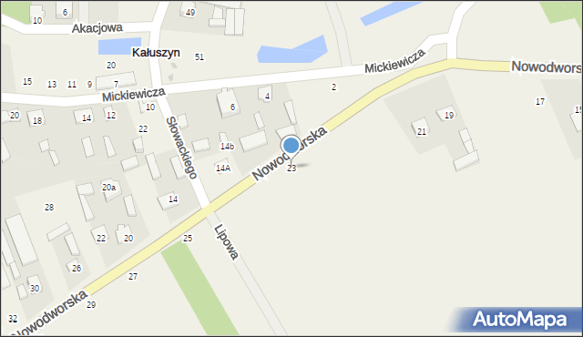 Kałuszyn, Nowodworska, 23, mapa Kałuszyn