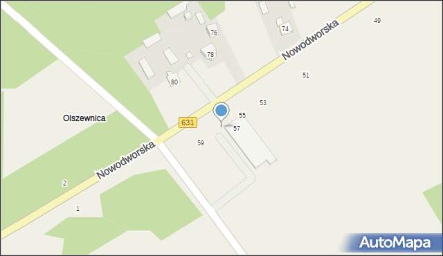 Kałuszyn, Nowodworska, 57, mapa Kałuszyn