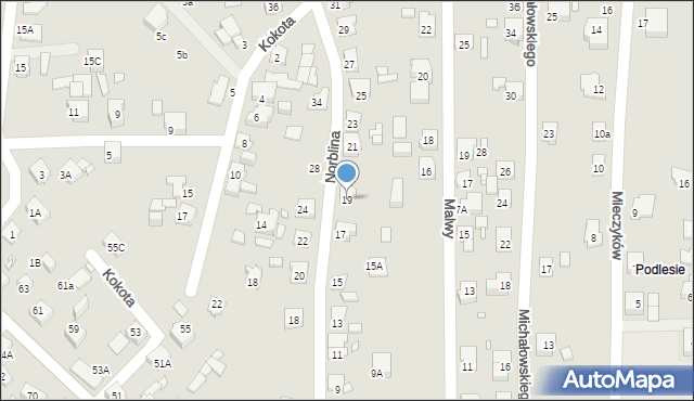 Katowice, Norblina Piotra, 19, mapa Katowic