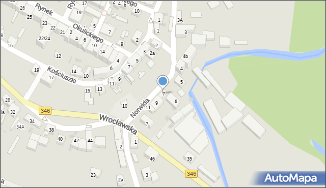 Kąty Wrocławskie, Norwida Cypriana Kamila, 7, mapa Kąty Wrocławskie
