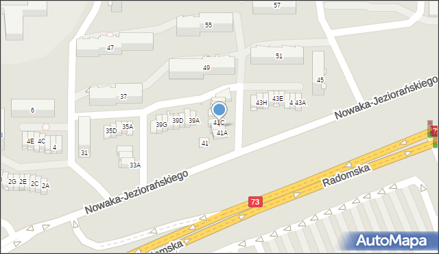 Kielce, Nowaka-Jeziorańskiego Jana, 41B, mapa Kielc