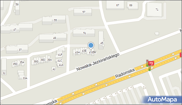 Kielce, Nowaka-Jeziorańskiego Jana, 43B, mapa Kielc