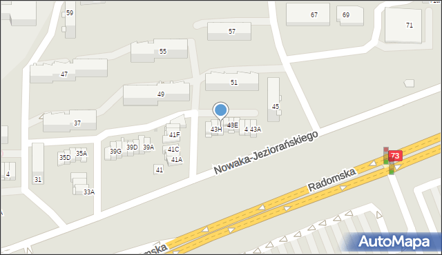 Kielce, Nowaka-Jeziorańskiego Jana, 43G, mapa Kielc