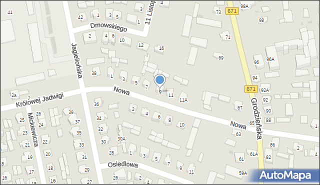 Knyszyn, Nowa, 9, mapa Knyszyn