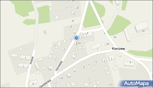Korczew, Norwida Cypriana Kamila, 4, mapa Korczew