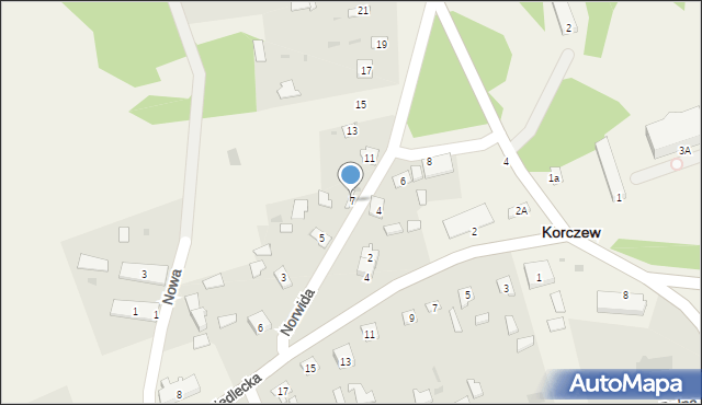 Korczew, Norwida Cypriana Kamila, 7, mapa Korczew
