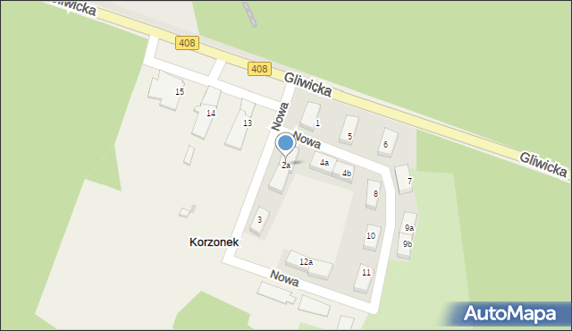 Korzonek, Nowa, 2a, mapa Korzonek