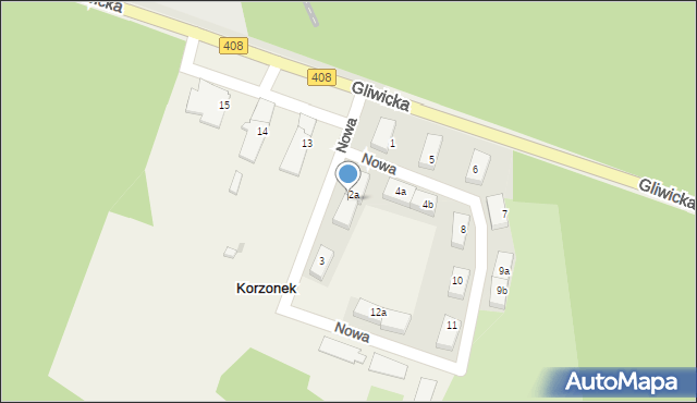 Korzonek, Nowa, 2b, mapa Korzonek