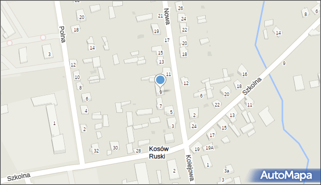 Kosów Lacki, Nowa, 9, mapa Kosów Lacki