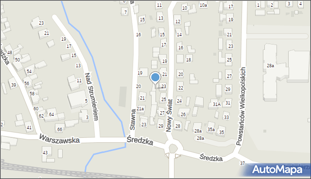 Kostrzyn, Nowy Świat, 23A, mapa Kostrzyn