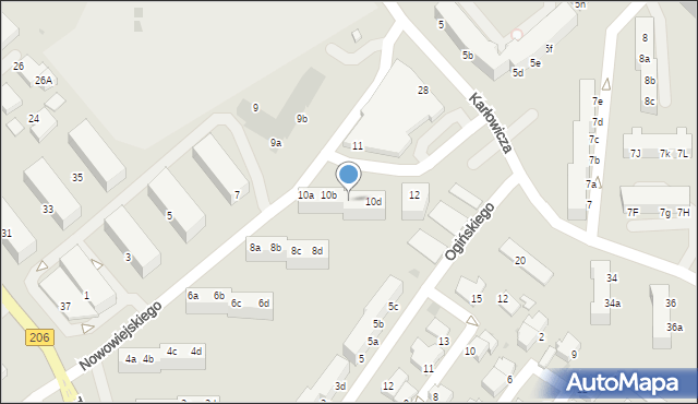 Koszalin, Nowowiejskiego Feliksa, 10c, mapa Koszalina