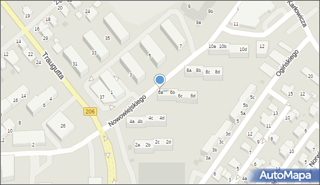 Koszalin, Nowowiejskiego Feliksa, 6a, mapa Koszalina