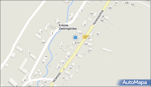Kożuchów, Nowosolna, 21, mapa Kożuchów