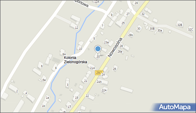 Kożuchów, Nowosolna, 23, mapa Kożuchów