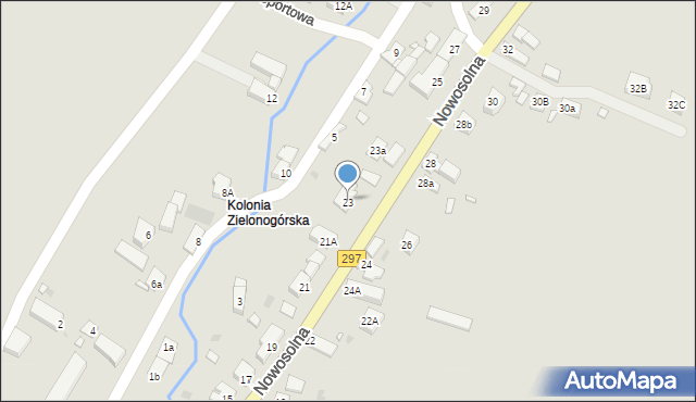 Kożuchów, Nowosolna, 23, mapa Kożuchów