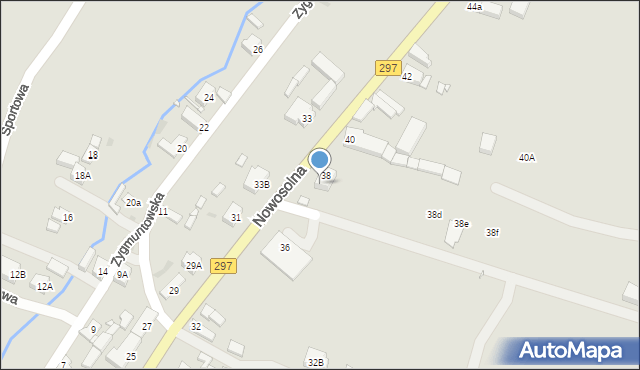 Kożuchów, Nowosolna, 38A, mapa Kożuchów