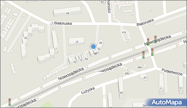 Kraków, Nowosądecka, 60, mapa Krakowa