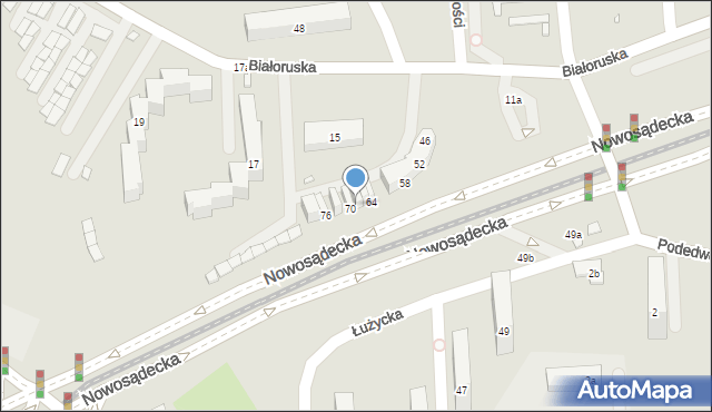 Kraków, Nowosądecka, 68, mapa Krakowa