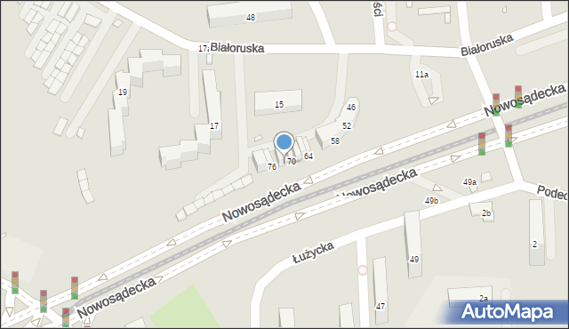 Kraków, Nowosądecka, 72, mapa Krakowa