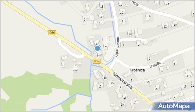 Krośnica, Nowotarska, 1, mapa Krośnica