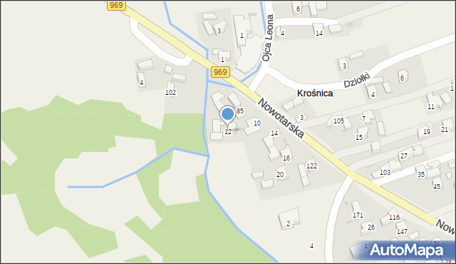 Krośnica, Nowotarska, 12, mapa Krośnica