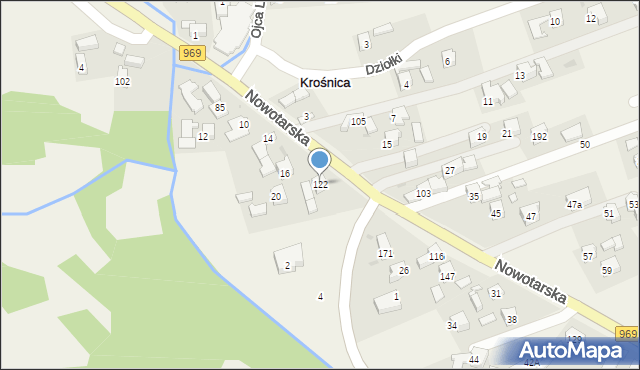 Krośnica, Nowotarska, 122, mapa Krośnica