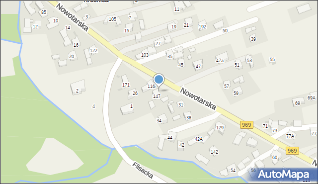 Krośnica, Nowotarska, 28, mapa Krośnica